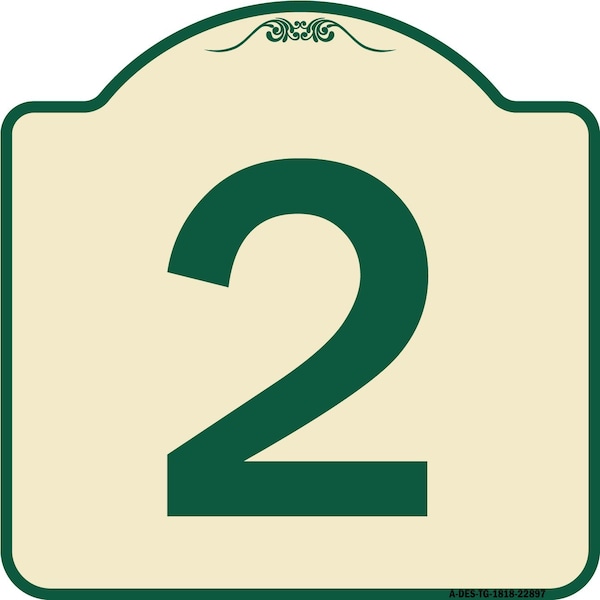 Signmission Designer Series Sign W/ Number 2, Tan & Green Heavy-Gauge Aluminum Sign, 18" x 18", TG-1818-22897 A-DES-TG-1818-22897 - main